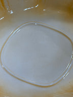 Vintage Amber Blended-Glaze Basin Bowl, Washstand Form, Scalloped Gadroon Rim, American, c. 1950–1965