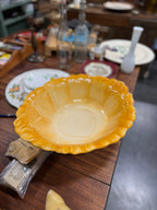 Vintage Amber Blended-Glaze Basin Bowl, Washstand Form, Scalloped Gadroon Rim, American, c. 1950–1965