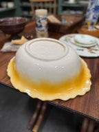 Vintage Amber Blended-Glaze Basin Bowl, Washstand Form, Scalloped Gadroon Rim, American, c. 1950–1965