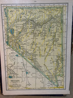 Antique Nevada Map, Engraved by L. L. Poates Eng. Co. New York, Framed, c. 1911–1930