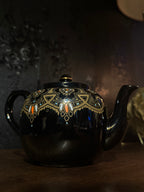Antique Gibsons England Gilt-Decorated Black Teapot, c. 1930s