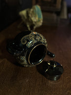 Antique Gibsons England Gilt-Decorated Black Teapot, c. 1930s