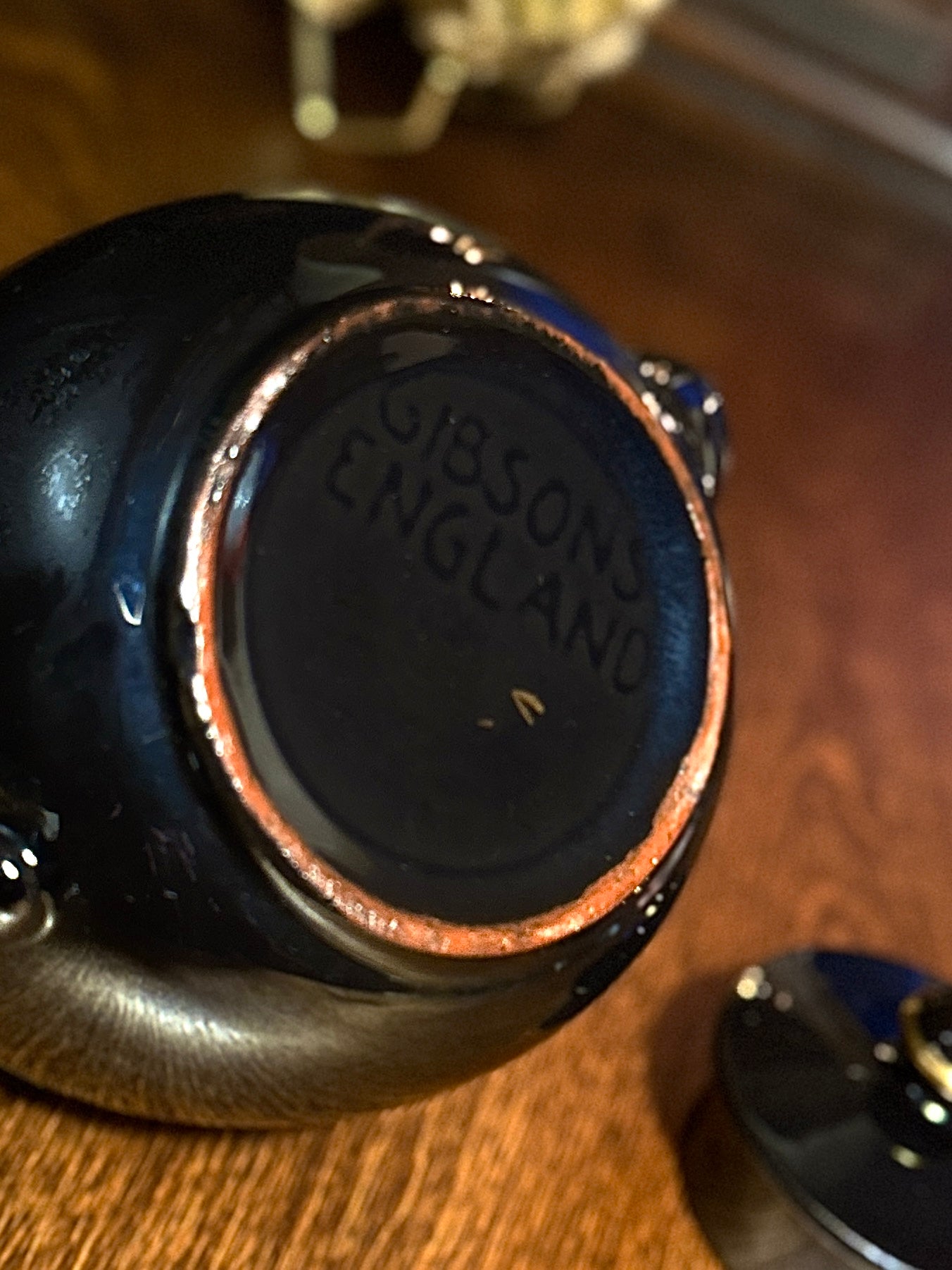 Antique Gibsons England Gilt-Decorated Black Teapot, c. 1930s