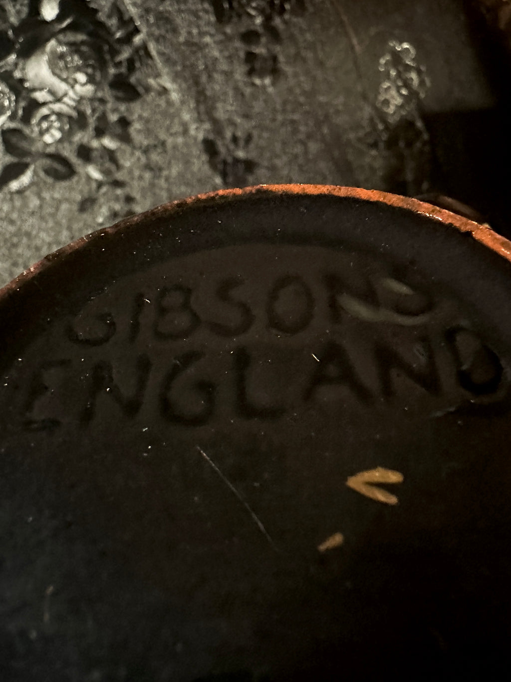 Antique Gibsons England Gilt-Decorated Black Teapot, c. 1930s
