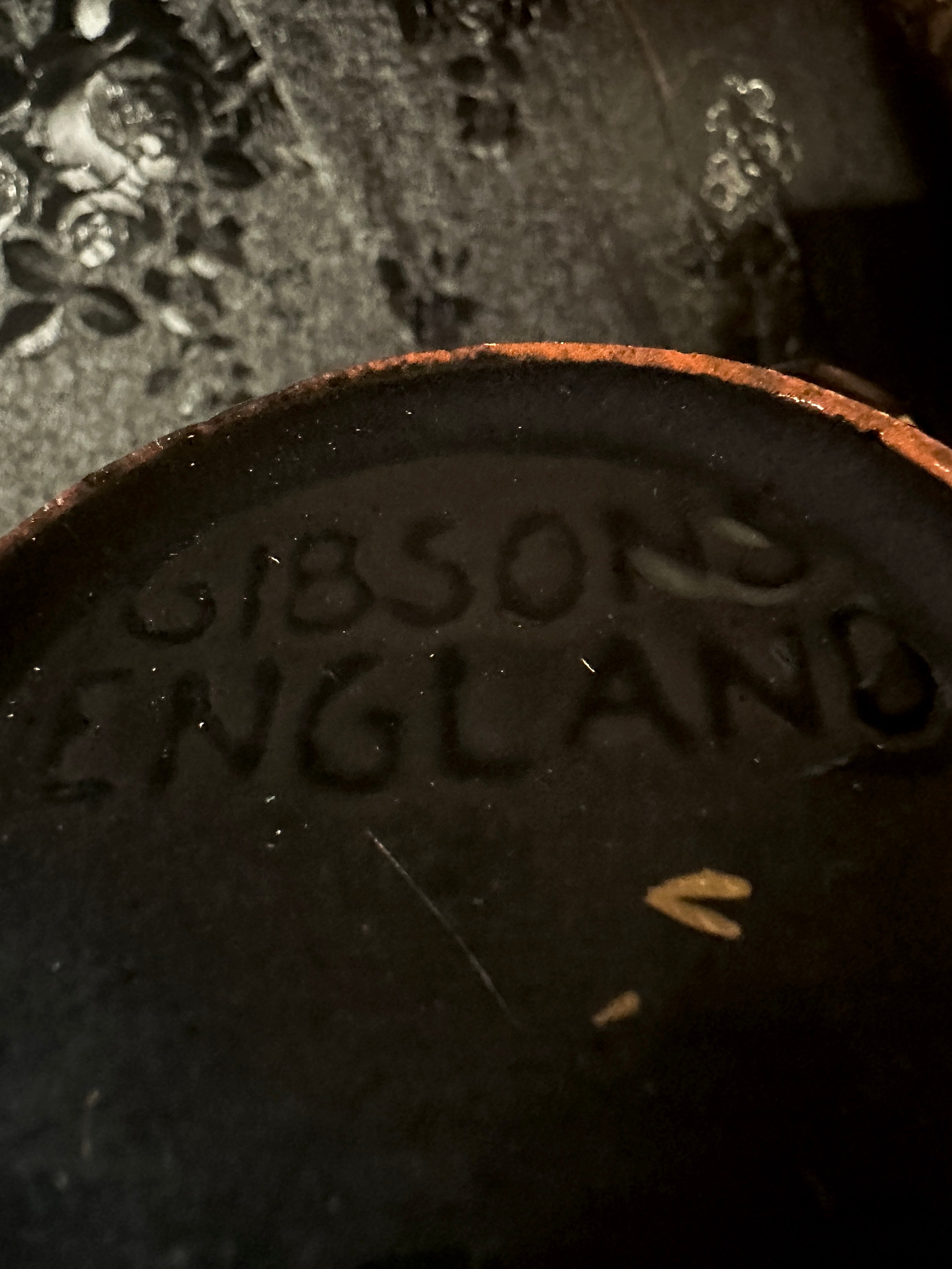 Antique Gibsons England Gilt-Decorated Black Teapot, c. 1930s