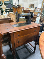 Franklin Rotary Sewing Machine in Walnut Cabinet, White FR Class for Sears Roebuck, c. 1926–1935