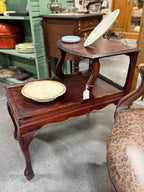 Pair of Chippendale Revival Step-End Tables, Carved Mahogany with Ball-and-Claw Feet, Restored, c. 1935–1955