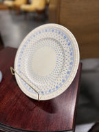 Copeland Spode "Ermine" Plate, Centurion Shape, Blue on Ivory, England, Registered 1932