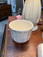 Paneled White Cachepot, California Pottery, Marked CALIF USA G-1, c. 1945–1955