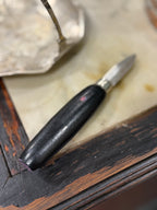 Small Fixed-Blade Paring Knife, Ebonized Handle with Nickel Ferrule and Inlaid Maker's Medallion, c. 1930–1940