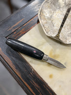 Small Fixed-Blade Paring Knife, Ebonized Handle with Nickel Ferrule and Inlaid Maker's Medallion, c. 1930–1940