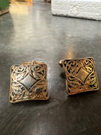 Vintage Swank Foliate Relief Cufflinks on Black, Pair, c. 1950–1968