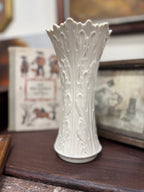 Lenox Woodland Vase, Ivory Porcelain with Embossed Acanthus and Scalloped Rim, Made in USA