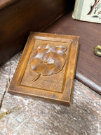 Hand-Carved Pansy Plaque, Relief on Stippled Ground with Integral Frame, c. 1900–1935