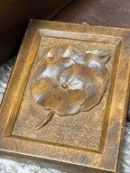 Hand-Carved Pansy Plaque, Relief on Stippled Ground with Integral Frame, c. 1900–1935