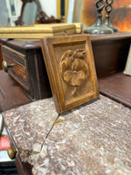 Hand-Carved Pansy Plaque, Relief on Stippled Ground with Integral Frame, c. 1900–1935