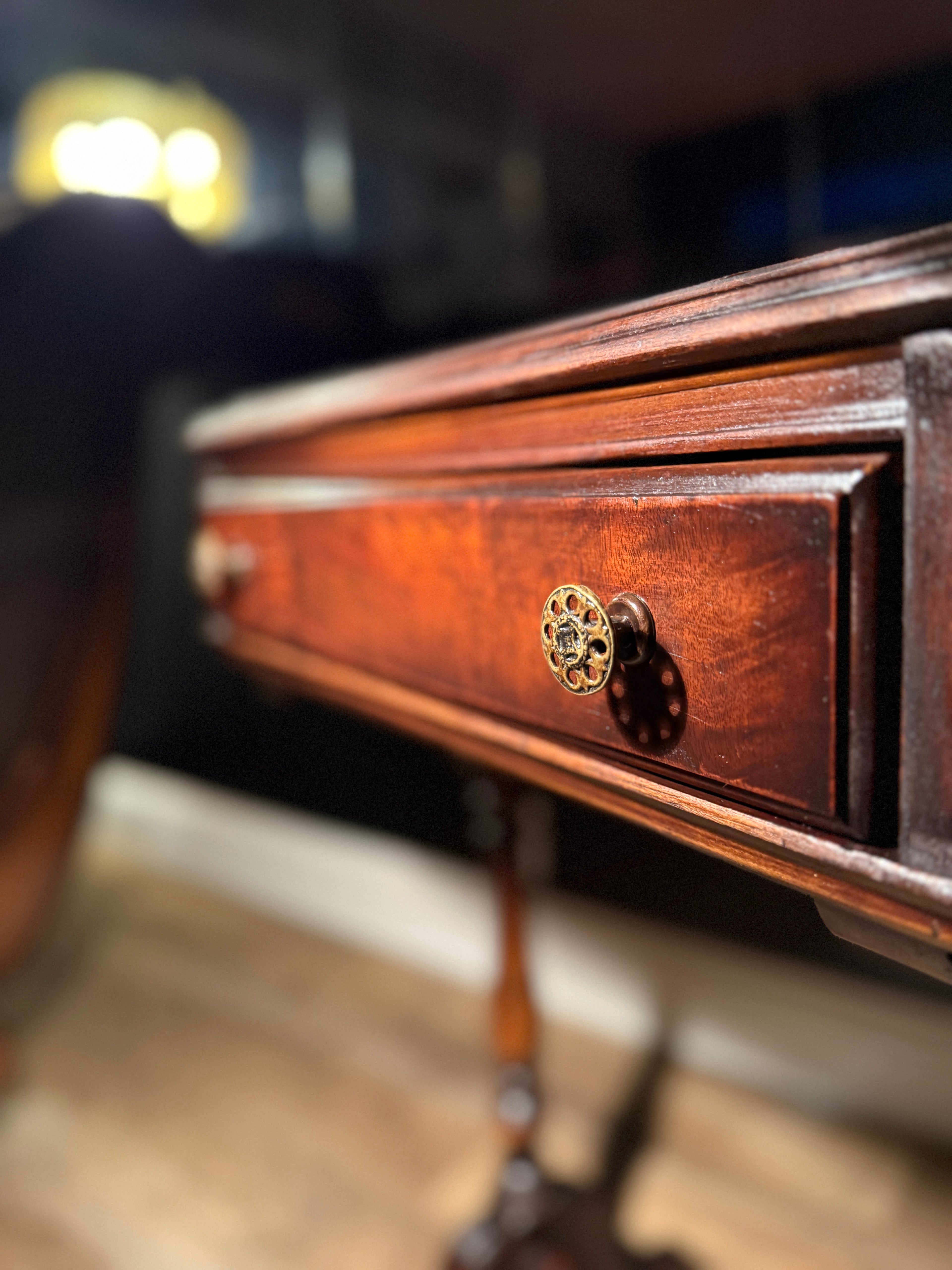 Mahogany Turned-Leg Side Table, c. 1940s