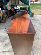 Antique Robert W. Irwin "Pendleton" Flame Mahogany Bow-Front Sideboard, Federal Revival, Refinished, Grand Rapids Michigan, c. 1940–1950