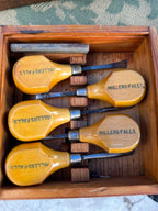 Millers Falls No. 107 Carving Tool Set, Five Tools with Oilstone in Original Labeled Box, Greenfield Mass., c. 1935–1955