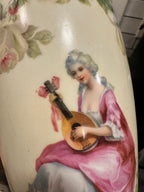 Antique German Hand Painted Romantic Porcelain Vase
