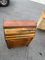 Antique Chippendale Revival Slant-Front Desk, Serpentine Walnut, Restored Striped Pine Fall, Claw Feet, American, c. 1925–1940
