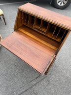 Antique Chippendale Revival Slant-Front Desk, Serpentine Walnut, Restored Striped Pine Fall, Claw Feet, American, c. 1925–1940