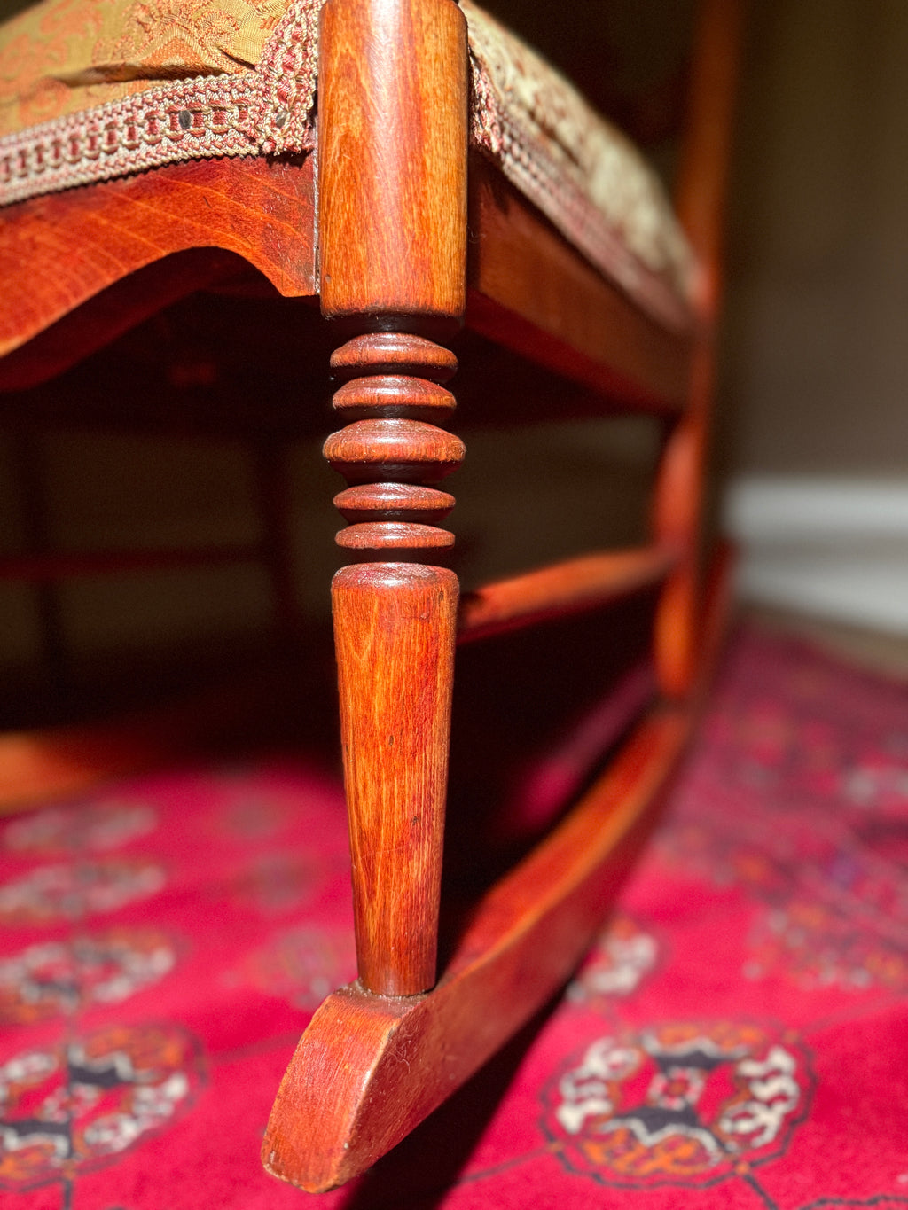 Victorian Tiger Oak Pressed-Back Parlor Rocking Chair, c. 1870–1890