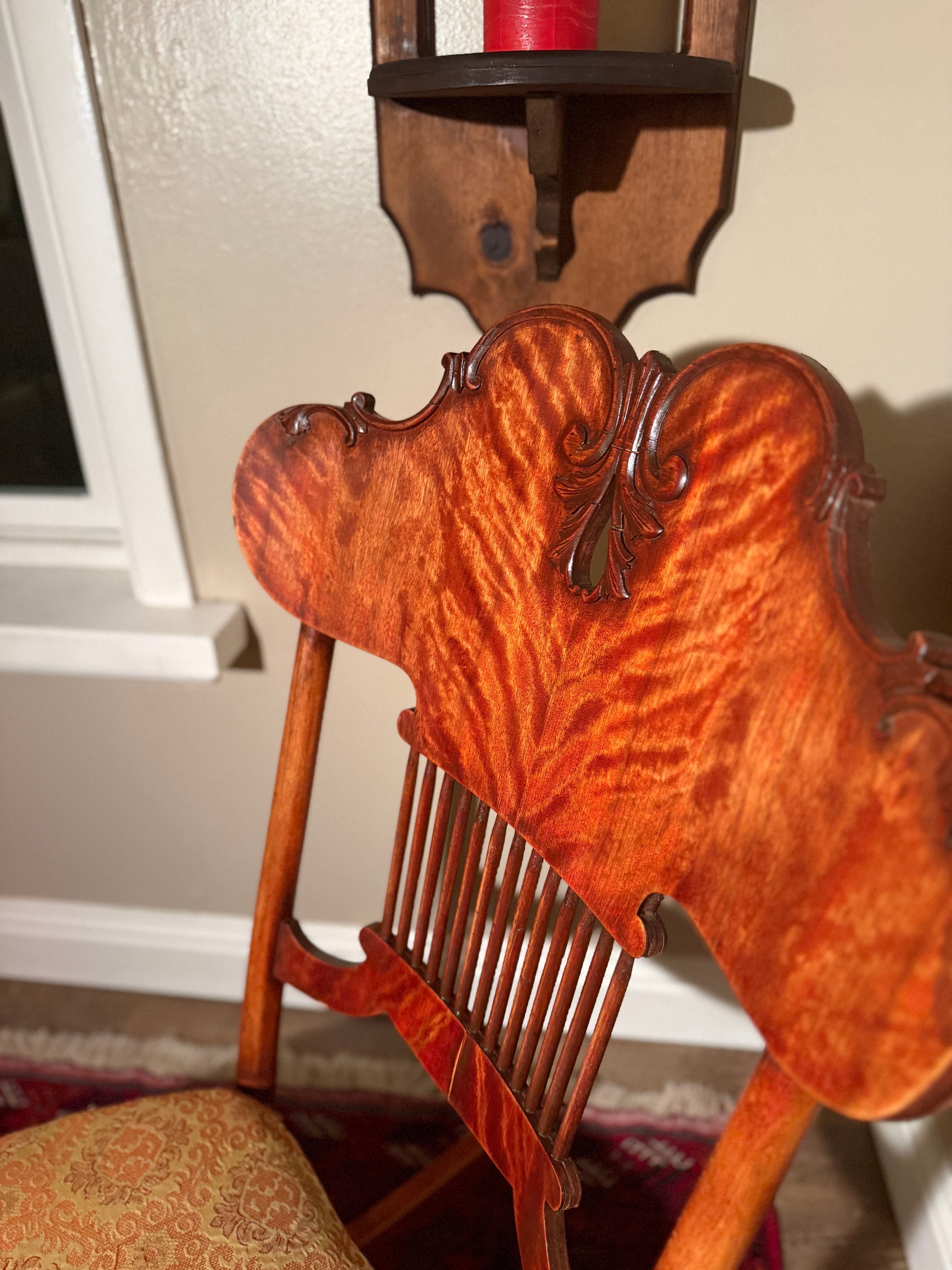 Victorian Tiger Oak Pressed-Back Parlor Rocking Chair, c. 1870–1890