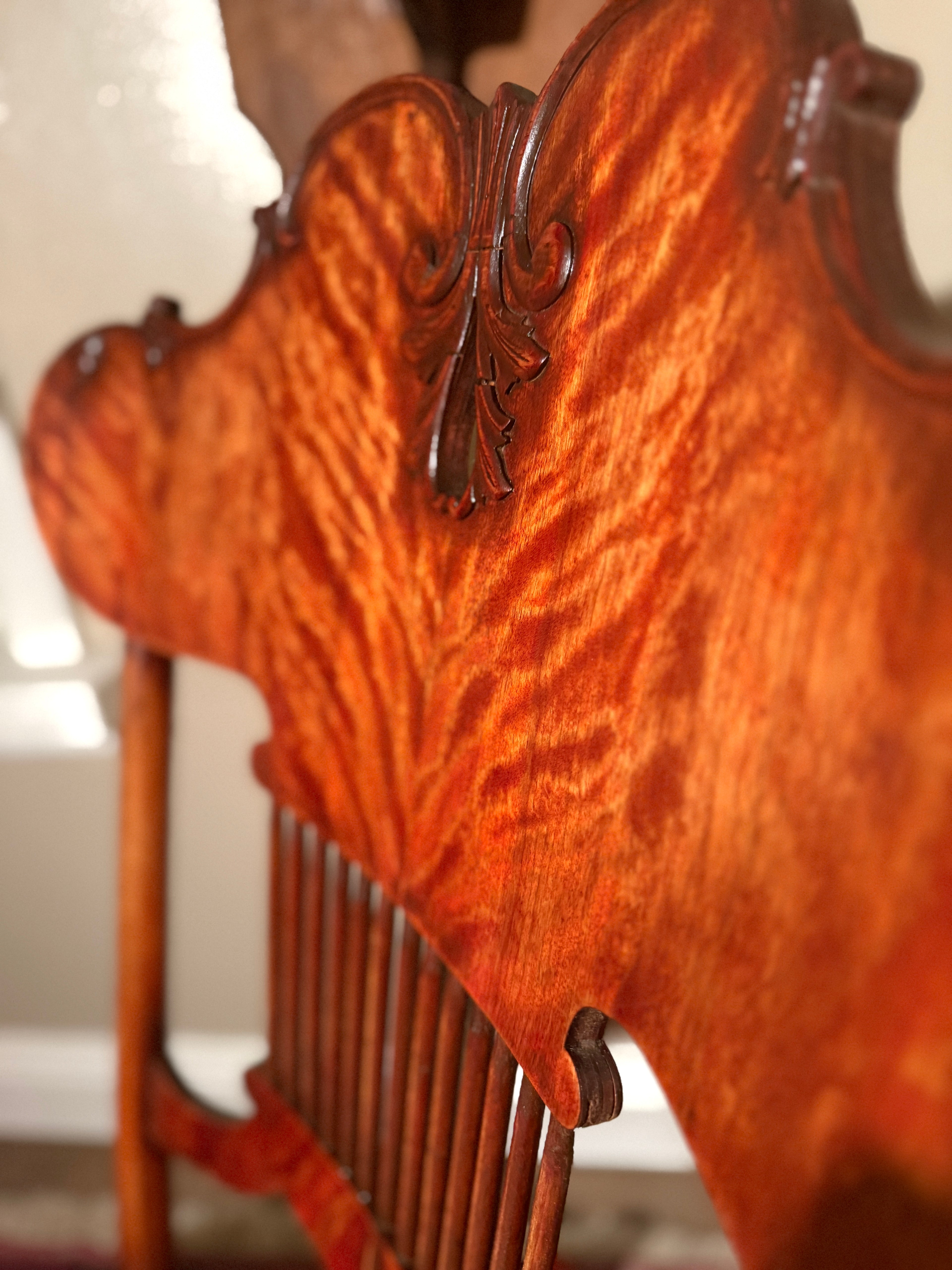 Victorian Tiger Oak Pressed-Back Parlor Rocking Chair, c. 1870–1890