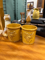 Vintage Pair of Italian Grape Harvest Crocks, Ochre Glaze, Ceramica Alfa, Made in Italy, c. 1960–1975