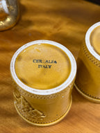Vintage Pair of Italian Grape Harvest Crocks, Ochre Glaze, Ceramica Alfa, Made in Italy, c. 1960–1975