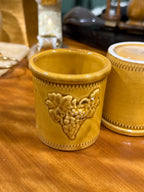 Vintage Pair of Italian Grape Harvest Crocks, Ochre Glaze, Ceramica Alfa, Made in Italy, c. 1960–1975