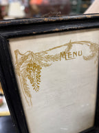 Antique Parisian Restaurant Menu, Handwritten Déjeuner Bill of Fare, Café de Paris–Fouquet's Maisons, Art Nouveau Gilt, Framed, c. 1925–1928