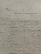 Antique Parisian Restaurant Menu, Handwritten Déjeuner Bill of Fare, Café de Paris–Fouquet's Maisons, Art Nouveau Gilt, Framed, c. 1925–1928