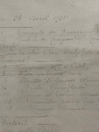 Antique Parisian Restaurant Menu, Handwritten Déjeuner Bill of Fare, Café de Paris–Fouquet's Maisons, Art Nouveau Gilt, Framed, c. 1925–1928