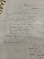 Antique Parisian Restaurant Menu, Handwritten Déjeuner Bill of Fare, Café de Paris–Fouquet's Maisons, Art Nouveau Gilt, Framed, c. 1925–1928