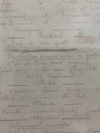 Antique Parisian Restaurant Menu, Handwritten Déjeuner Bill of Fare, Café de Paris–Fouquet's Maisons, Art Nouveau Gilt, Framed, c. 1925–1928