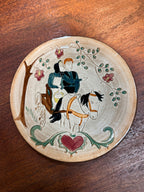 Pair of Pennsbury Pottery Pennsylvania Dutch Plaques, Courting Buggy and Amish Family, Morrisville PA, c. 1957