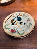 Pair of Pennsbury Pottery Pennsylvania Dutch Plaques, Courting Buggy and Amish Family, Morrisville PA, c. 1957