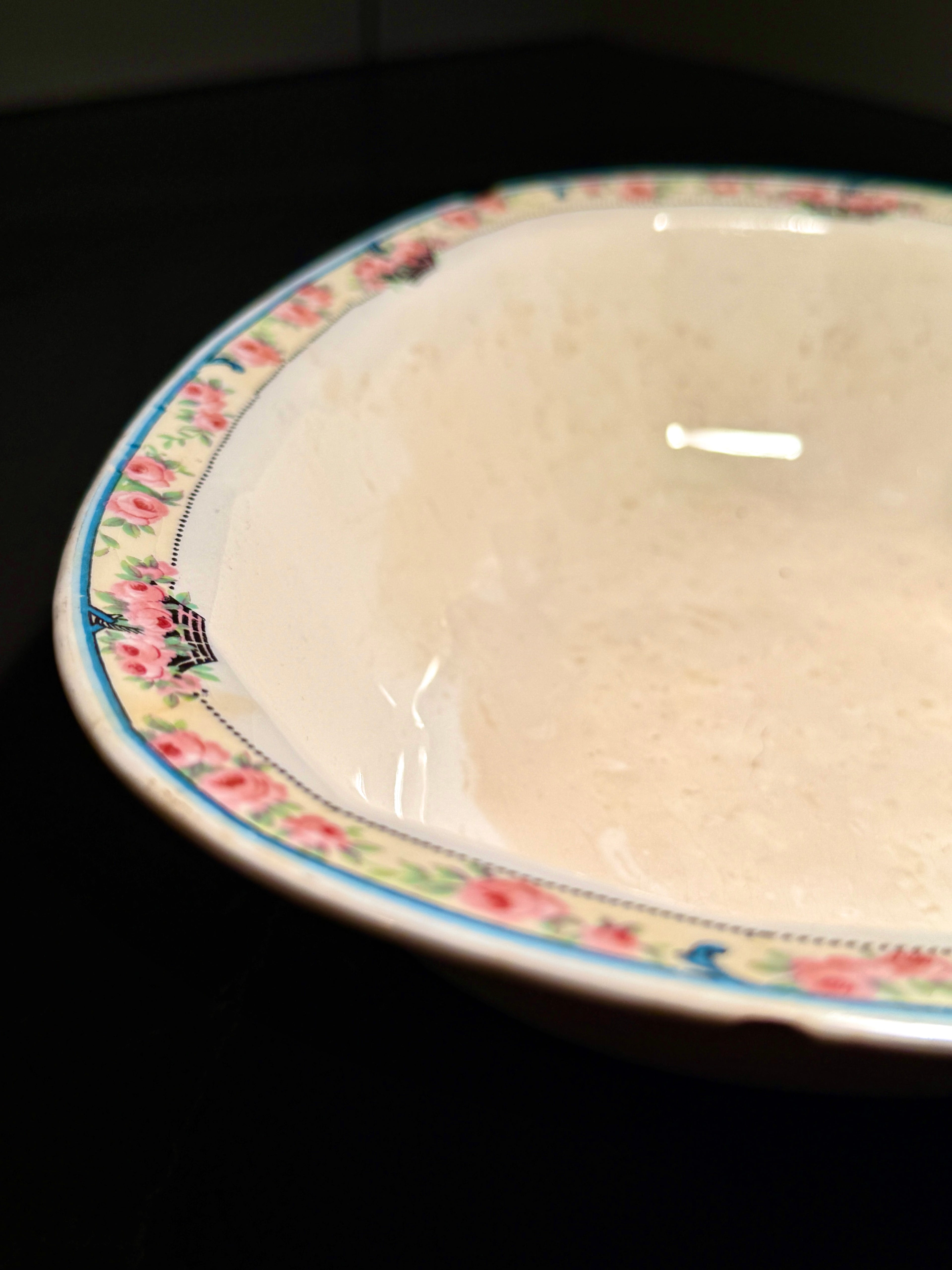 Edwin M. Knowles China Co. Vitreous Floral Border Oval Serving Dish (c. 1926–1932)