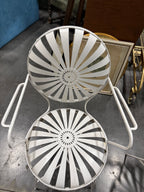 Pair of Sunburst Spring-Steel Garden Armchairs in the Manner of François Carré, French Art Deco, c. 1930–1940