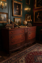 Federal Revival Bow-Front Nine-Drawer Triple Dresser, Mahogany Refinished in Sedona Red, c. 1940–1955