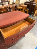 Federal Revival Bow-Front Nine-Drawer Triple Dresser, Mahogany Refinished in Sedona Red, c. 1940–1955