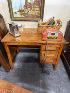 American Oak Writing Desk &amp; Side Chair, Quartersawn Golden Oak, c. 1910–1930