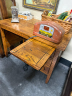 American Oak Writing Desk &amp; Side Chair, Quartersawn Golden Oak, c. 1910–1930