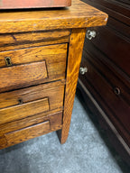 American Oak Writing Desk &amp; Side Chair, Quartersawn Golden Oak, c. 1910–1930