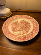 Royal China Memory Lane Transferware Plate, c. 1960s Pink Ironstone