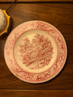 Royal China Memory Lane Transferware Plate, c. 1960s Pink Ironstone