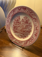 Royal China Memory Lane Transferware Plate, c. 1960s Pink Ironstone