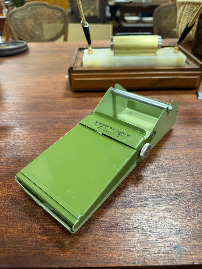 Stansberry Construction Advertising Memo Roll Dispenser, Enameled Steel with Chrome Fittings, Reno Nevada, c. 1965–1975